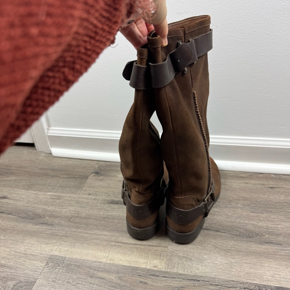 UGG Drew Harness Riding Boot Size 9 Brown Suede Leather Classic Tall - Picture 5 of 14